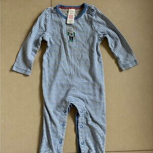 Mini Boden Blue and White Striped Footie